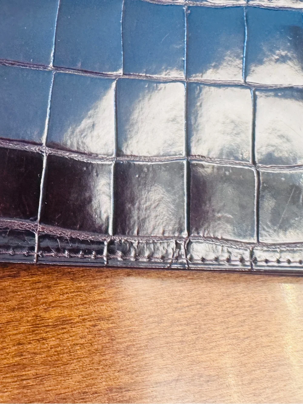 Real Croc-Embossed Passport and Card holder